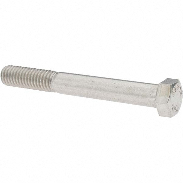 Hex Head Cap Screw: 7/16-14 x 3-1/2", Grade 18-8 Stainless Steel, Uncoated