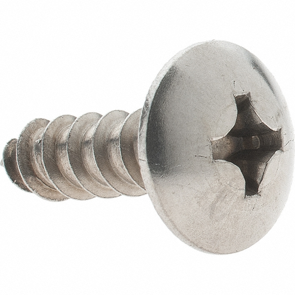 Sheet Metal Screw: #12, Truss Head, Phillips Drive, 3/4" Length Under Head - Grade 18-8 Stainless Steel