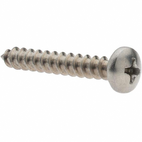 Sheet Metal Screw: #10, Pan Head, Phillips Drive, 1-1/4" - Grade 18-8 Stainless Steel