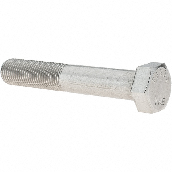 Hex Head Cap Screw: 1/2-20 x 3", Grade 18-8 Stainless Steel, Uncoated