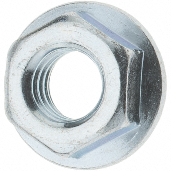 5/16-18, 0.68" Flange Diam, Serrated Flange Nut