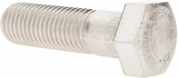 Hex Head Cap Screw: 1-8 x 3-1/2", Grade 316 Stainless Steel, Uncoated