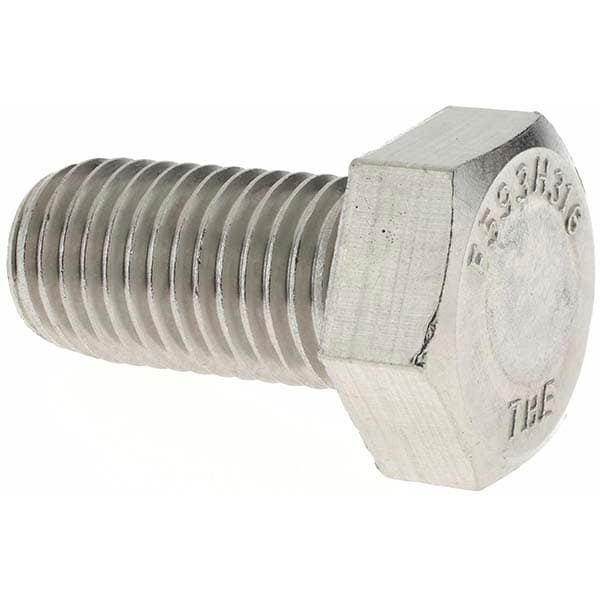 Hex Head Cap Screw: 1-8 x 2", Grade 316 Stainless Steel, Uncoated