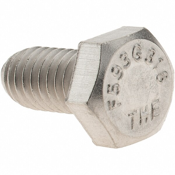 Hex Head Cap Screw: 5/16-18 x 5/8", Grade 316 Stainless Steel, Uncoated