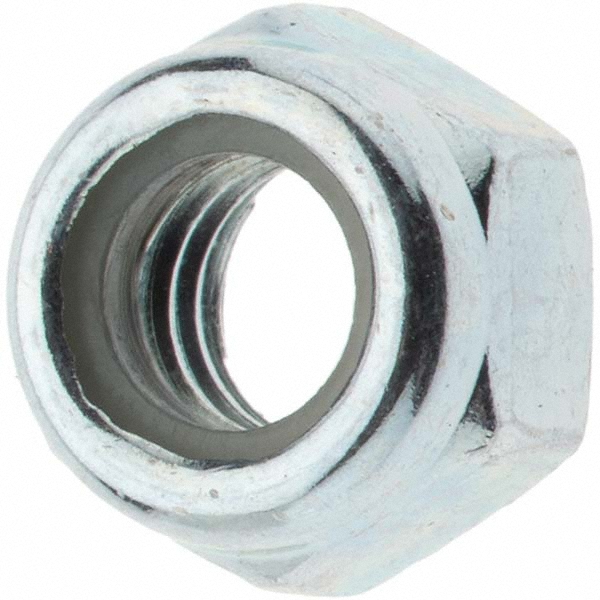 Hex Lock Nut: Insert, Nylon Insert, Grade Class 8 Steel, Zinc-Plated