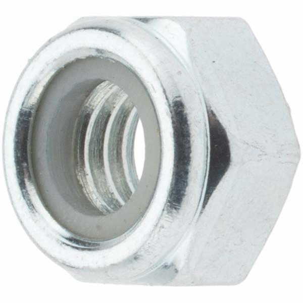 Hex Lock Nut: Insert, Nylon Insert, Grade Class 8 Steel, Zinc-Plated