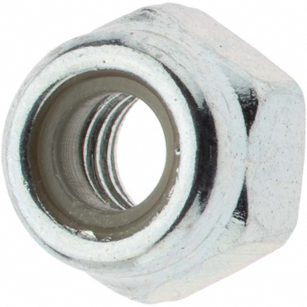 Hex Lock Nut: Insert, Nylon Insert, M4x0.7, Class 8 Steel, Zinc Finish