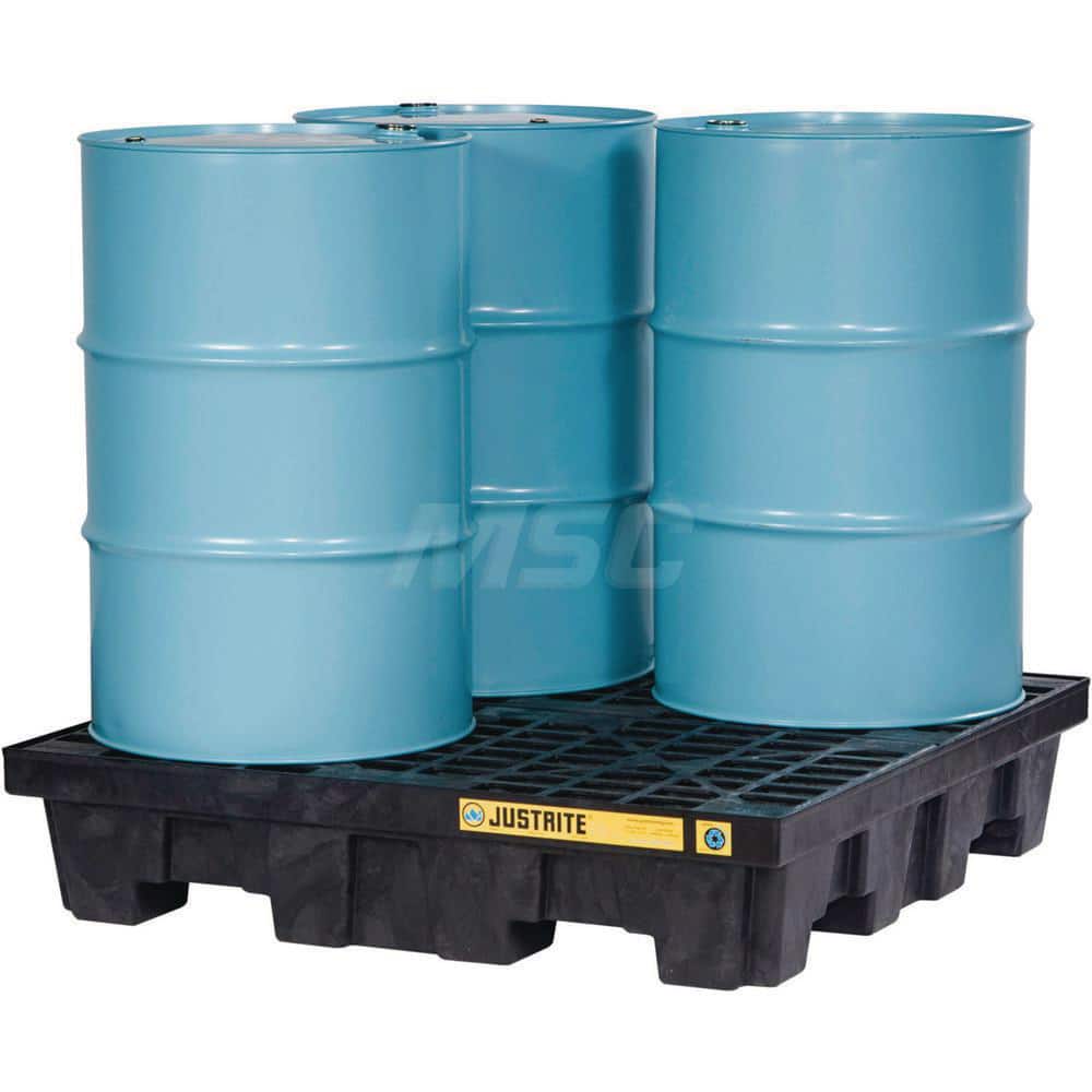 Justrite. 28637 Spill Control Pallet: 4 Drum, 73 gal, 5,000 lb, Polyethylene 