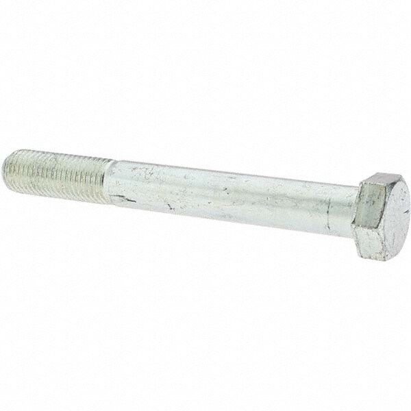 Hex Head Cap Screw: 7/8-9 x 7-1/2", Grade 5 Steel, Zinc-Plated