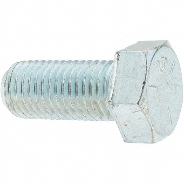 Hex Head Cap Screw: 7/8-9 x 2", Grade 5 Steel, Zinc-Plated