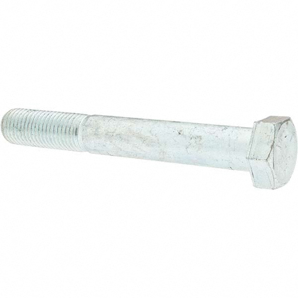 Hex Head Cap Screw: 1-8 x 7-1/2", Grade 5 Steel, Zinc-Plated