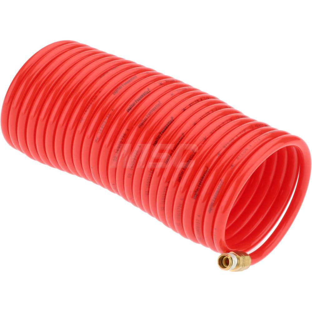 Coiled & Self Storing Hose: 1/4" ID, 25' Long, Male Swivel x Male Swivel