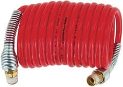 PRO-SOURCE 5830014150PRO Coiled & Self Storing Hose: 1/4" ID, 50 Long, Industrial Interchange Coupler x Plug Image