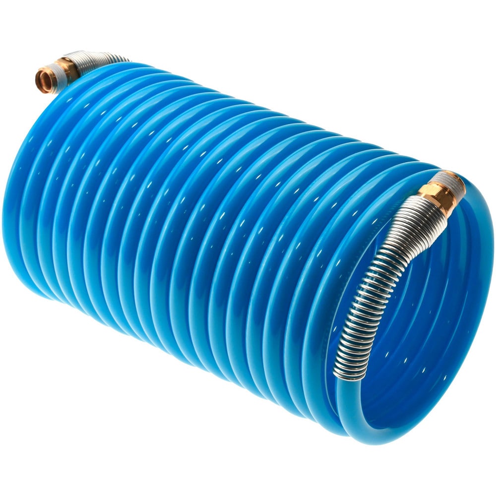 Coiled & Self Storing Hose: 3/8" ID, 25' Long, Male Swivel x Male Swivel