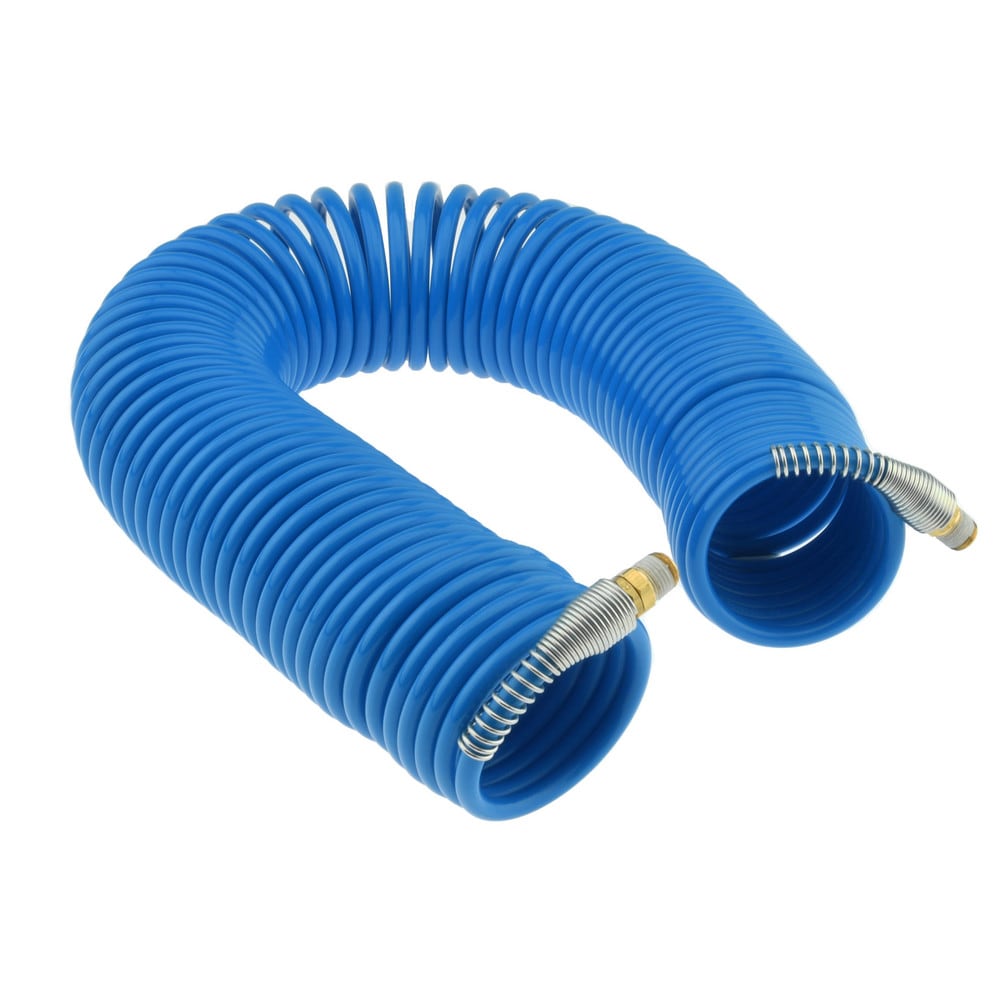 Coiled & Self Storing Hose: 1/4" ID, 50' Long, Male Swivel x Male Swivel