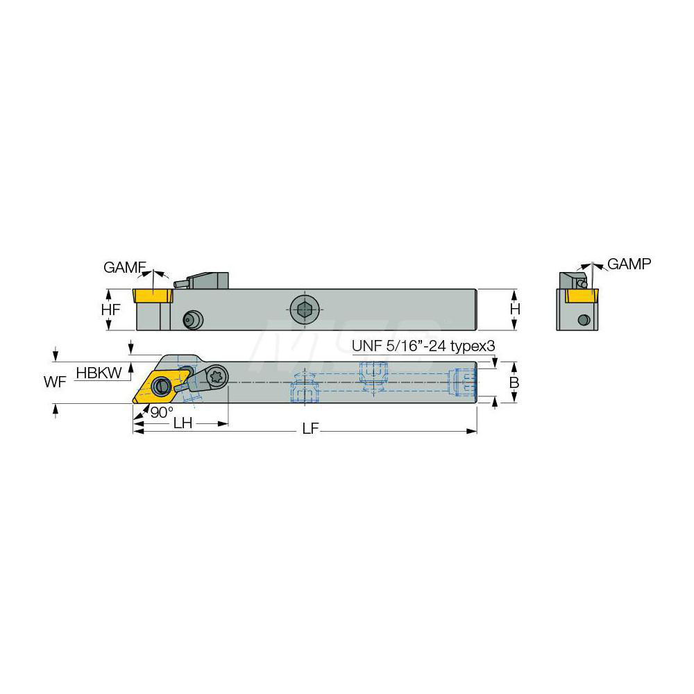 Iscar Indexable Turning Toolholder PDACR083SJHP, 0 deg Lead Angle