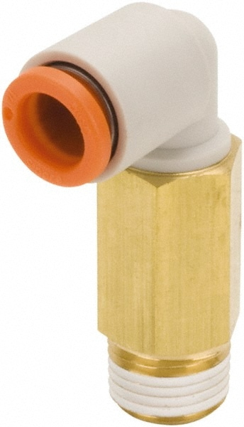 Push-To-Connect Tube Fitting: Extended Male Elbow, 1/4" Thread, 3/16" OD