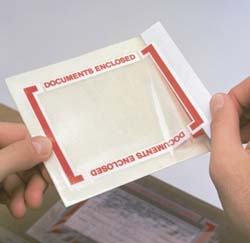 3M | Scotch Packing Slip Pouch Tape Pad: Documents Enclosed, 25 Pc - Clear w/ Orange Border, 5" Wide, 6" Long | 200-Pack | Part #00021200621048