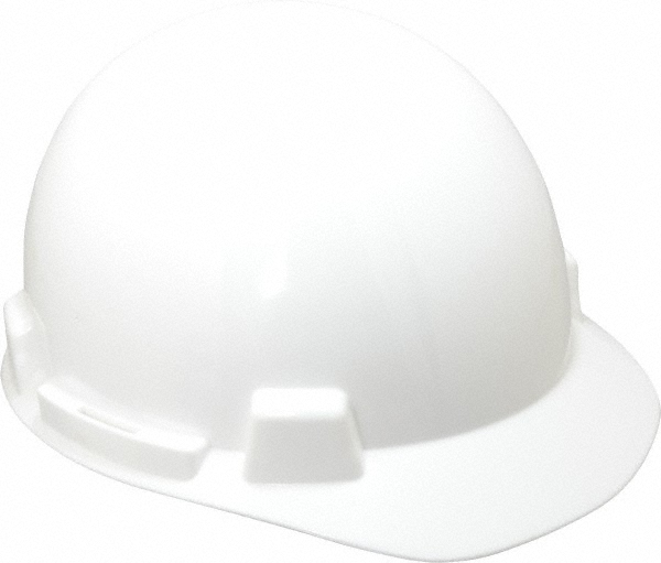 Hard Hat: Impact Resistant, Full Brim, Type 1, Class E, 4-Point Suspension - White, Plastic, Slotted