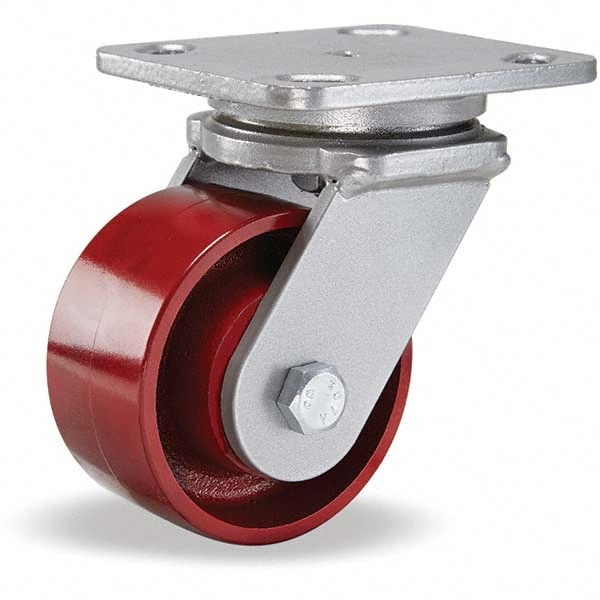 Hamilton S-WH-4M-4SL-FB Swivel Top Plate Caster: Cast Iron, 4" Wheel Dia, 2" Wheel Width, 1,000 lb Capacity, 5-5/8" OAH 