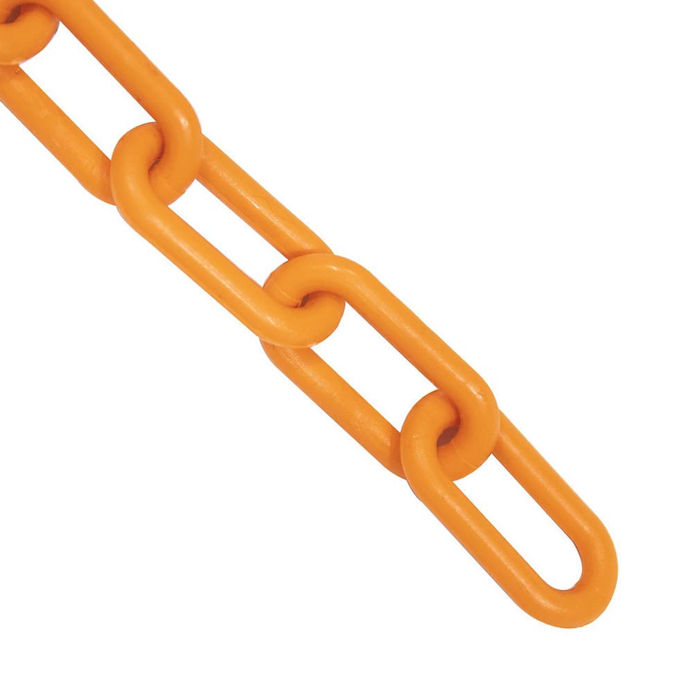 Safety Barrier Chain: Plastic, Orange, 100' Long, 2" Wide