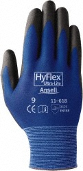 Series  General Purpose Work Gloves: Medium,  - For General Purpose, Knit Wrist Cuff, Full Fingered, Black/Blue, Paired