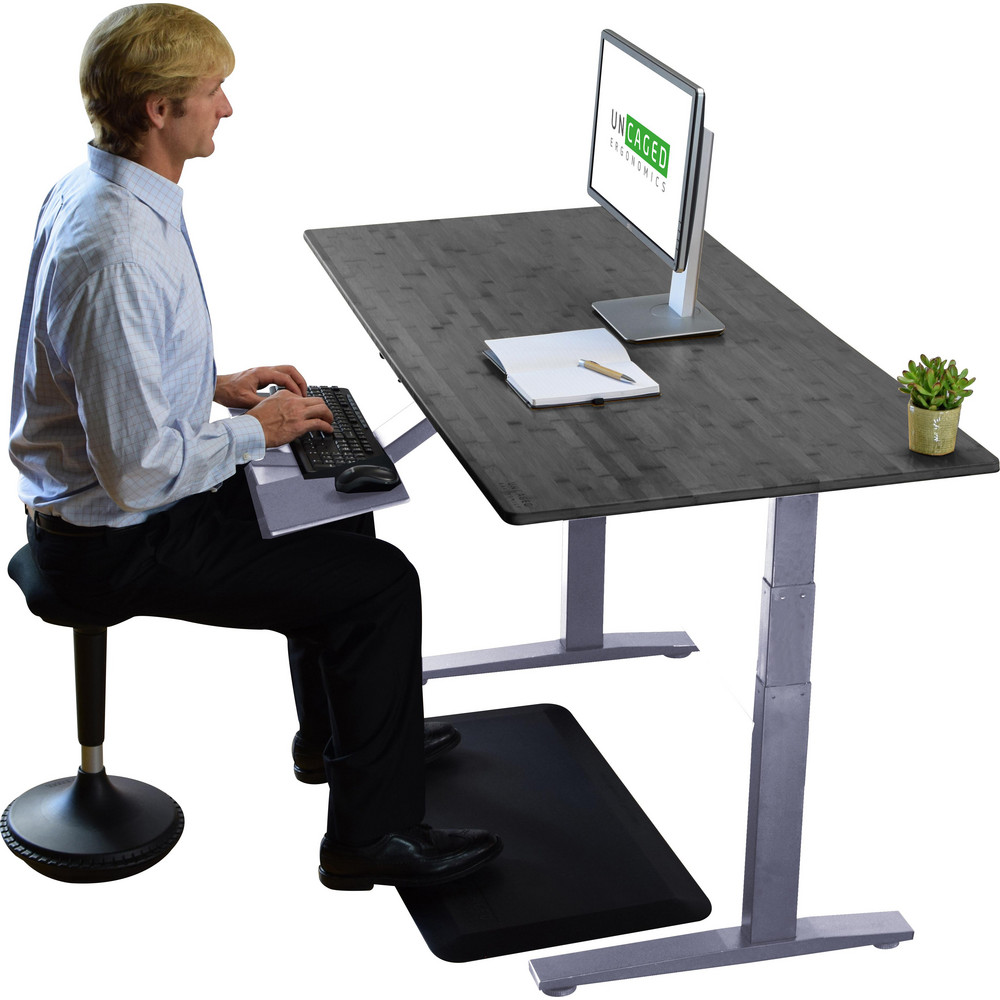 Uncaged Ergonomics Double Pedestal Desk MDF Top, Gray & Black MSC