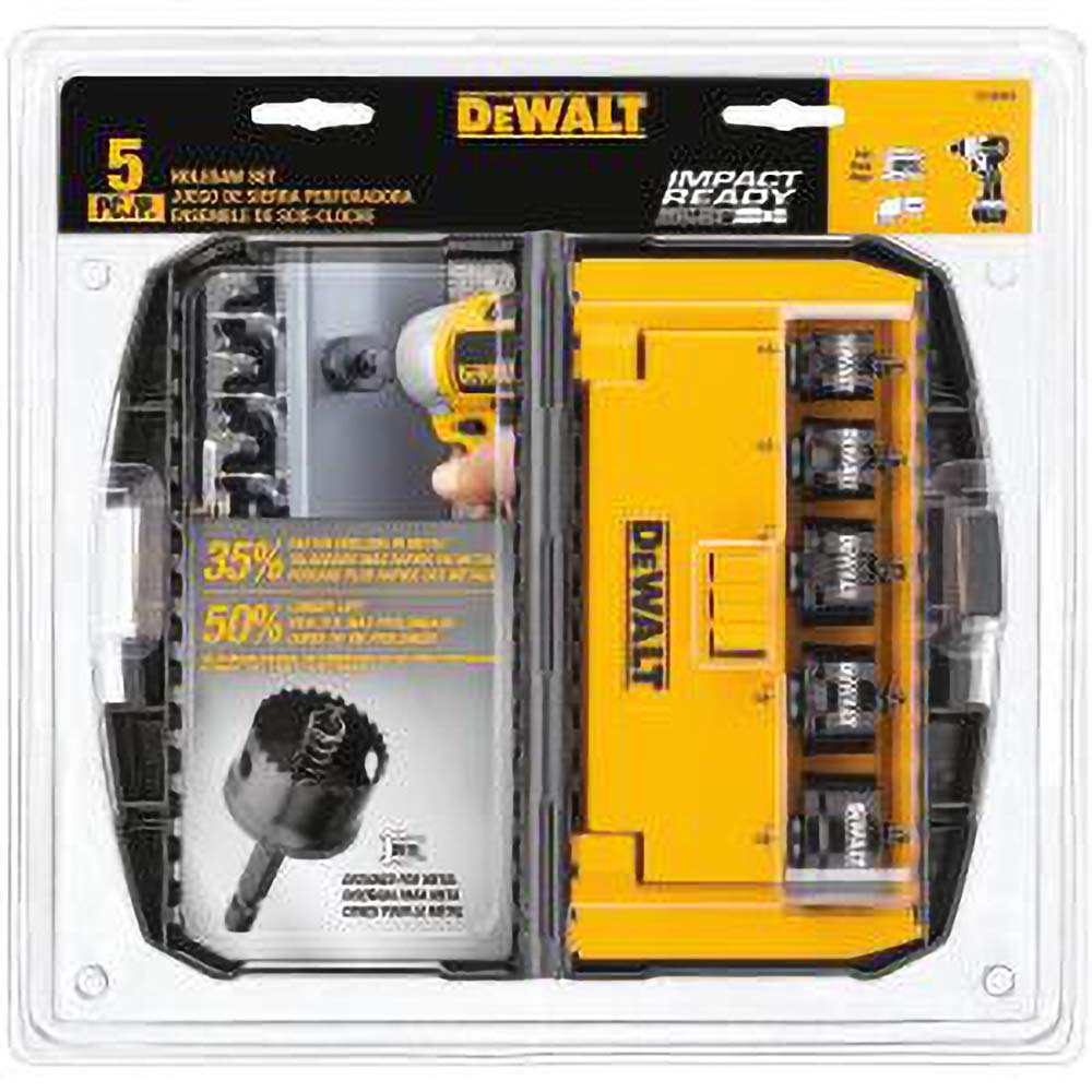 DeWALT Impact Rated Hole Saw Kit 5 Pc, 3 to 13/8" Dia MSC