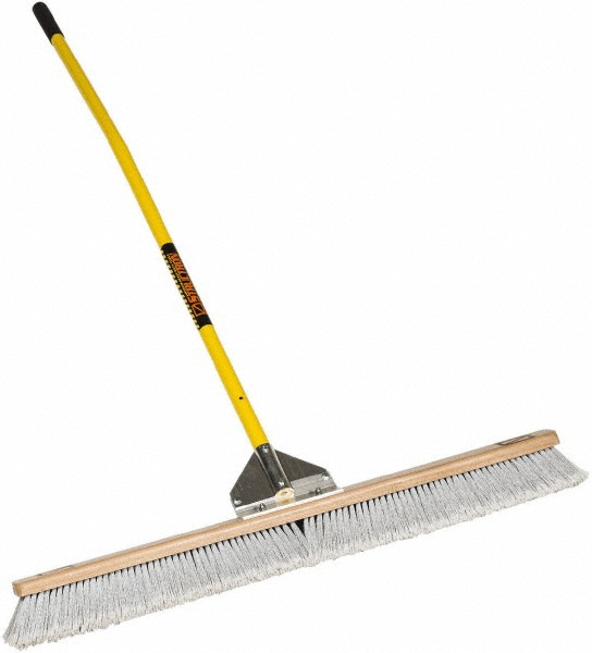 Push Broom: 24" Wide, Polypropylene Bristle - 3" Bristle Length, Wood Block, Bolt-On Handle Connection, Handle Included