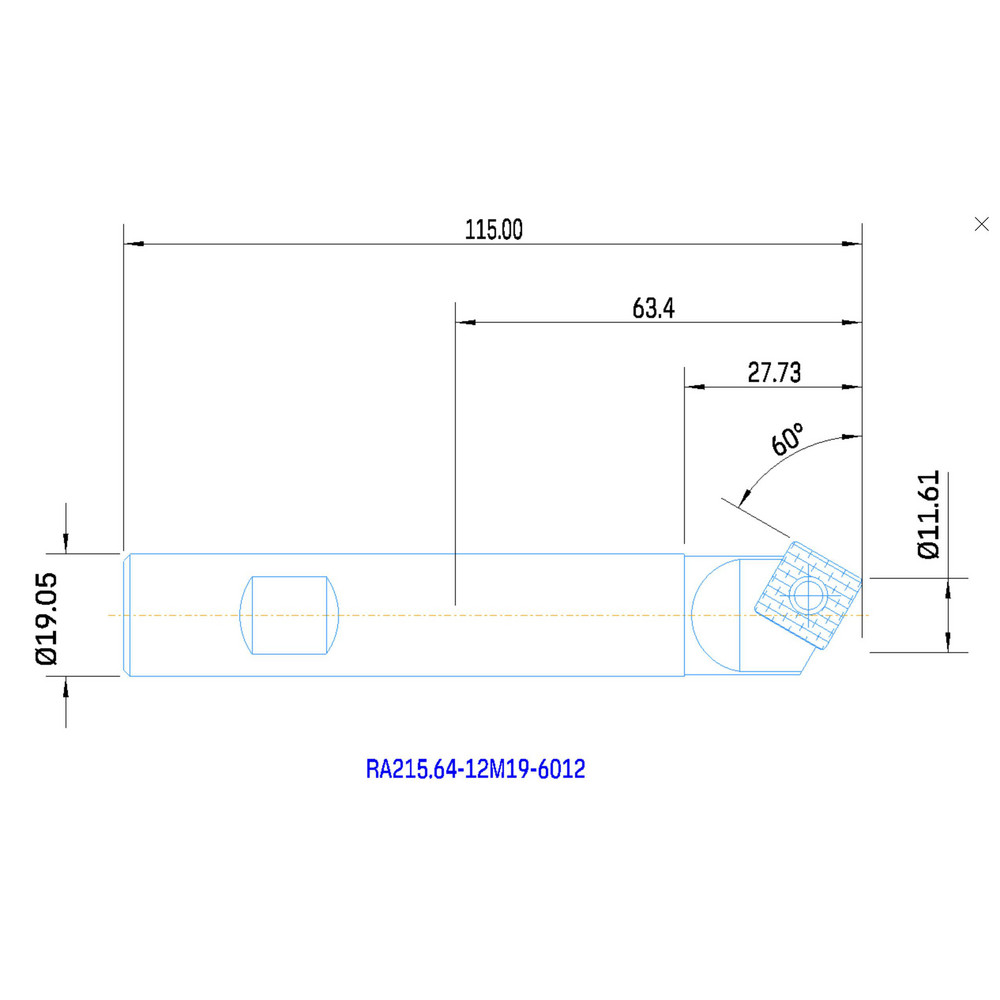 60° Lead Angle, 0.472" to 0.903" Cut Dia, 19.05mm Shank Dia, Indexable & Chamfer End Mill