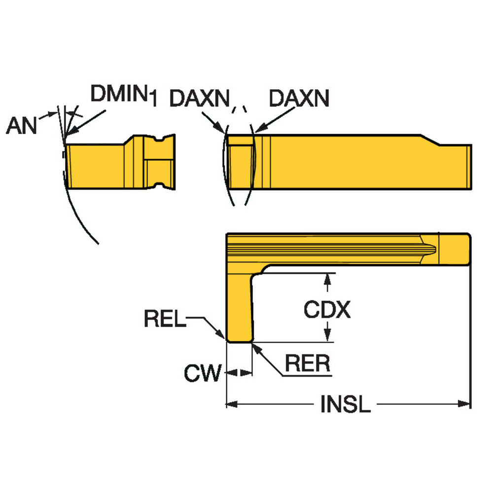 Sandvik Coromant Grooving Insert RG123L1GS GS1115, Solid Carbide