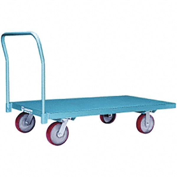 48 Length x 30 Width Little Giant NBB-3048-8PY-2H 12-Gauge Steel Double Handle Platform Truck with 8 Polyurethane Wheels 3600 lbs Capacity