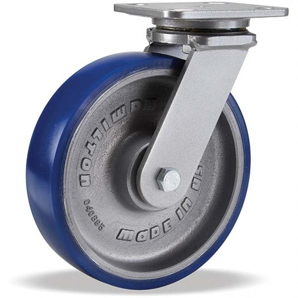 Hamilton S-WH-8SPB-4SLZB Swivel Top Plate Caster: Polyurethane, 8" Wheel Dia, 2" Wheel Width, 1,200 lb Capacity, 9-1/2" OAH Image