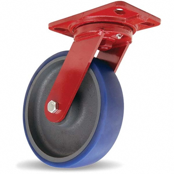 Hamilton S-HS-8SPB Swivel Top Plate Caster: Polyurethane, 8" Wheel Dia, 2" Wheel Width, 1,200 lb Capacity, 9-3/4" OAH 