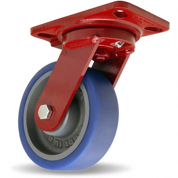 Hamilton S-HS-6SPB-4SLZB Swivel Top Plate Caster: Polyurethane, 6" Wheel Dia, 2" Wheel Width, 960 lb Capacity, 7-3/4" OAH 