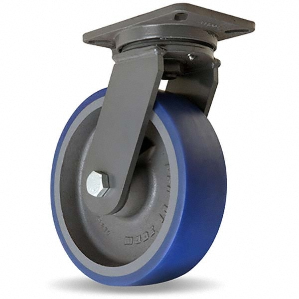 Hamilton S-CH-13SPB Swivel Top Plate Caster: Polyurethane, 10" Wheel Dia, 3" Wheel Width, 2,400 lb Capacity, 12-1/2" OAH 