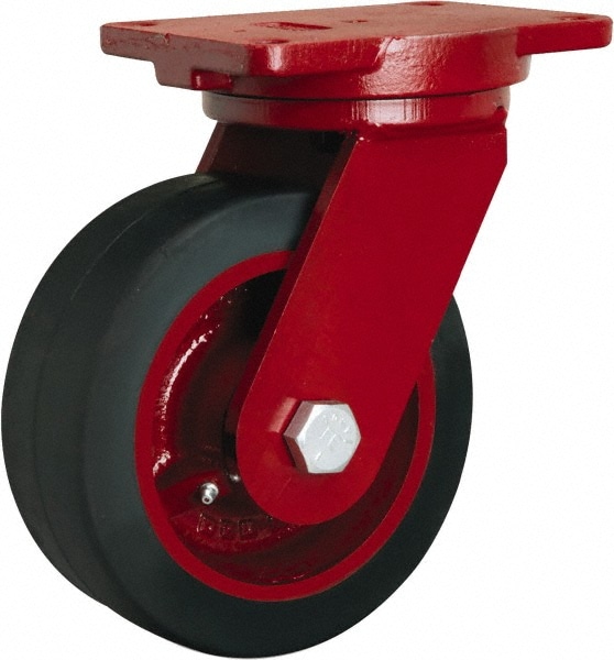 Hamilton - Swivel Top Plate Caster: Rubber Mold On Cast Iron, 8