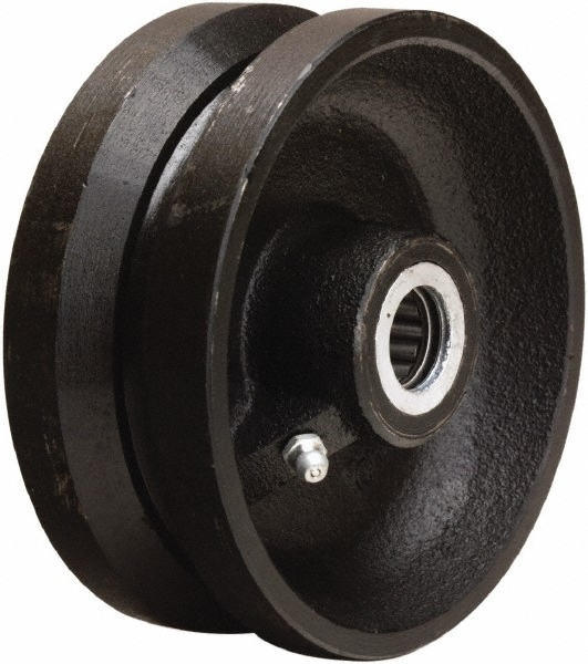 Hamilton VGroove Caster Wheel Cast Iron, 5" Dia, 2" Wide, 1/2" Axle