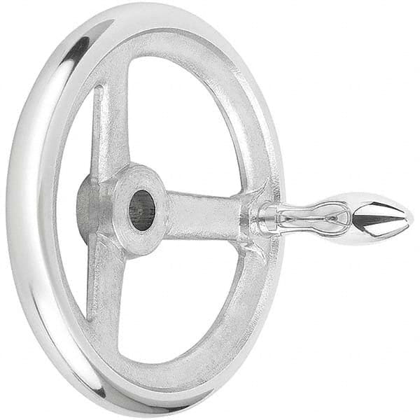 Kipp 06275-2100X12 Aluminum Disc Handwheel with Fixed Handle Metric 12 mm Bore Size Planed 100 mm Diameter