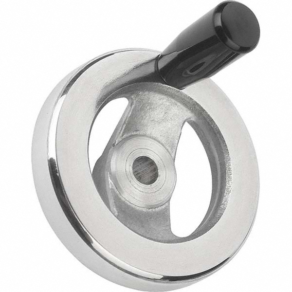 KIPP Spoked Handwheel Solid Handle, Black Oxide & Polished Finish
