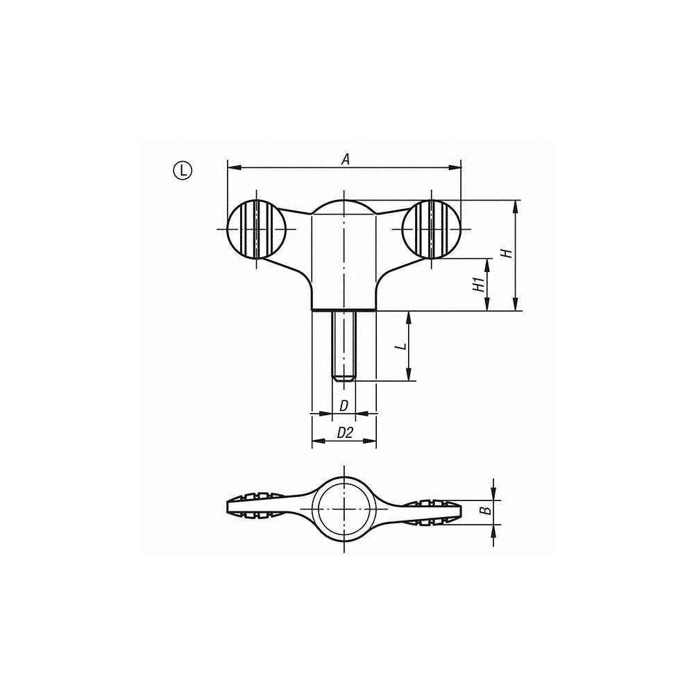 KIPP 50mm Head Length, Threaded Stem Bar / Wing Knob MSC Direct