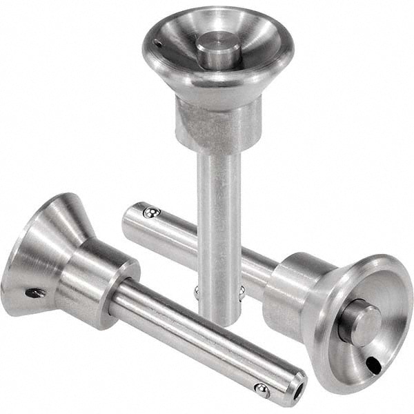 Kipp Push-Button Quick-Release Pin: Button Handle, 1/2"" Pin Dia, 1"" Usable Length - 1"" OAL, 1.4305 (AISI 303 equivalent) Stainless Steel, Stainless -  K0364.31CPL16