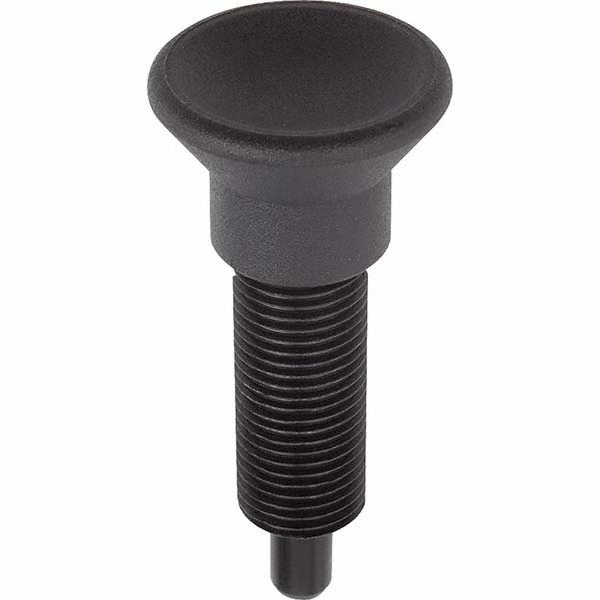 3/8-24, 24mm Thread Length, 5mm Plunger Dia, Hardened Locking Pin Knob Handle Indexing Plunger - Plunger Style G, 24mm Body Length, 46.5mm OAL, Stainless Steel