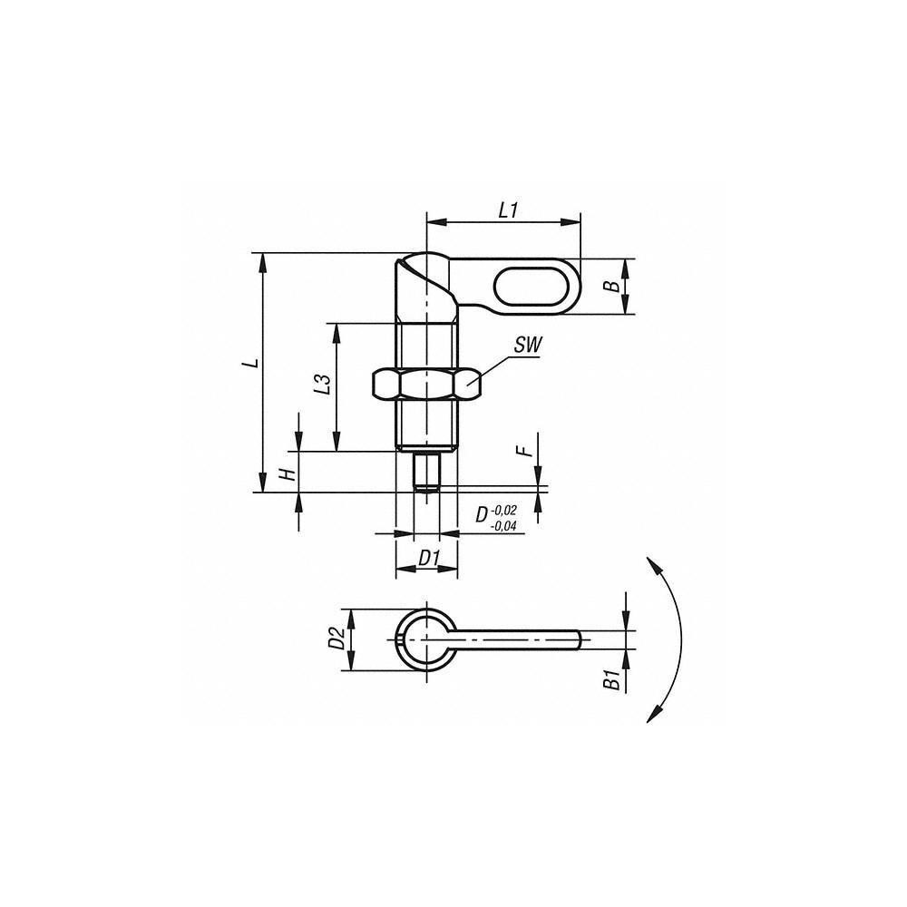 KIPP 50mm Head Length, Threaded Stem Bar / Wing Knob MSC Industrial