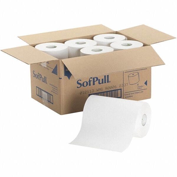 Paper Towels: Hard Roll, 6 Rolls, Roll, 1 Ply, White