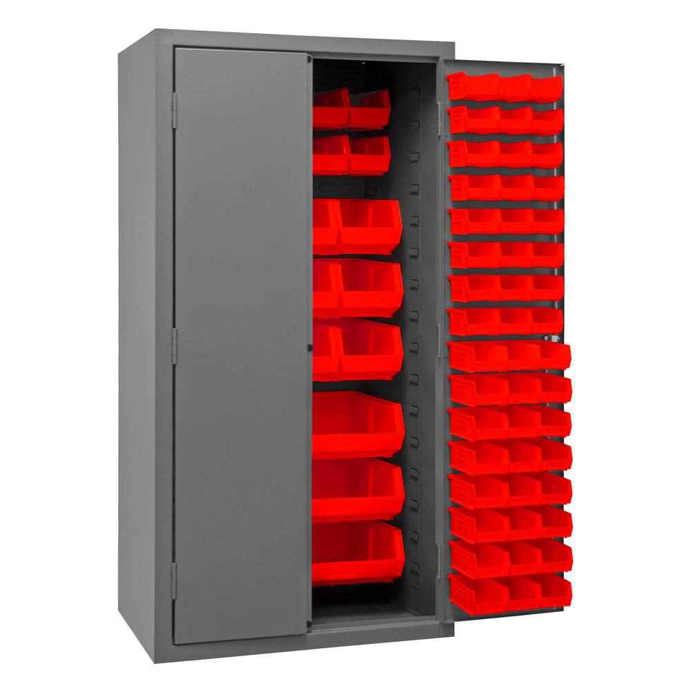 Bin Flush Door Lockable Storage & Welded Steel Storage Cabinet: 36" Wide, 24" Deep, 72" High