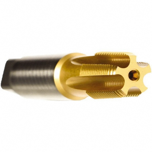 Emuge AW181400.5764 Standard Pipe Tap: 1/8-27, NPT, Modified Bottoming, 5 Flutes, Cobalt, TiN Finish Image