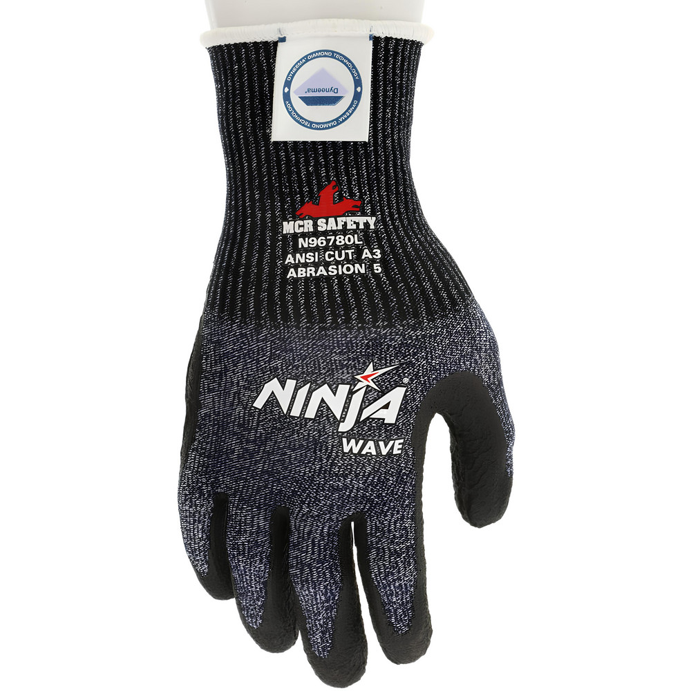Cut, Puncture & Abrasion-Resistant Gloves: Ninja®Wave Size Medium, ANSI Cut A3, ANSI Puncture 4, Dyneema Lined, Dyneema - Gray, Wrinkle Grip, Pair,     FDA Approved ANSI Abrasion 5