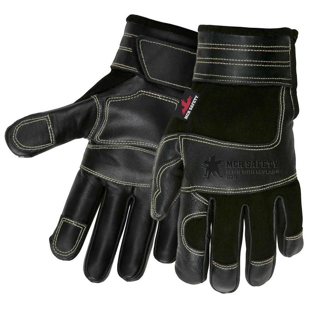 MCR Safety | Memphis® Work Gloves: Memphis® 925, Size 2X-Large, Kevlar Lined, Deerskin Leather, General Purpose - Black, Pair | Part #925XXL