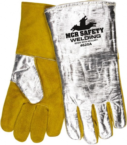 MCR SAFETY 4620A Welding Gloves: Aluminized Leather 